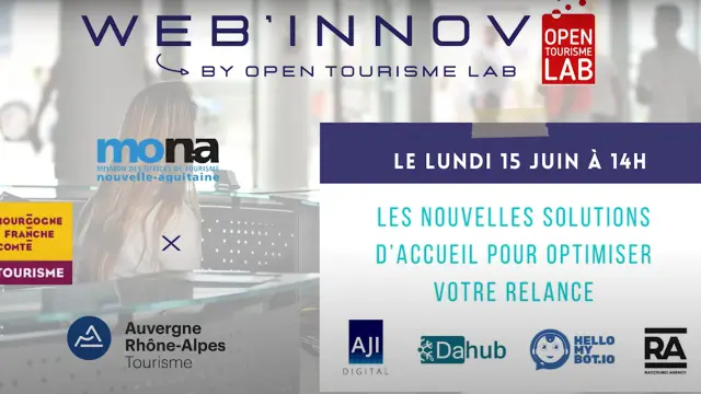 Affiche de l'événement Web'innov présentant les nouvelles solutions d'accueil, incluant le logo du Roadbook.