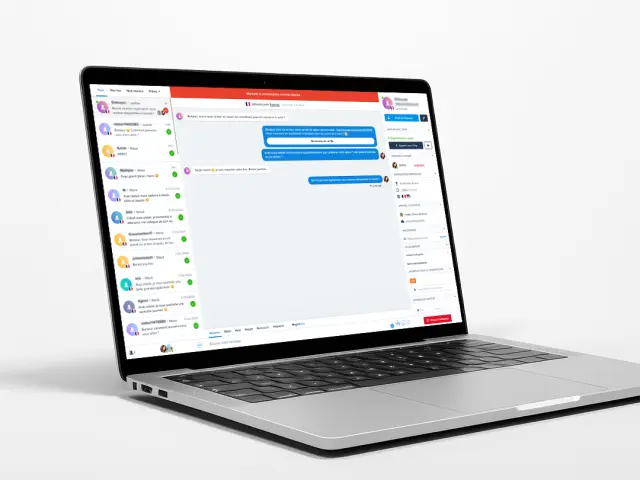 Vue d'ensemble du tableau de bord Crisp affichant une liste de conversations et une fenêtre de chat active.