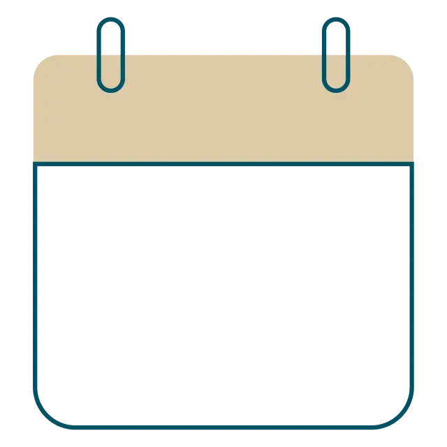 Pictogramme linéaire d'un calendrier avec une bande supérieure orange.